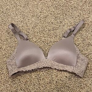 Aerie Lace Trimmed Bra in Taupe